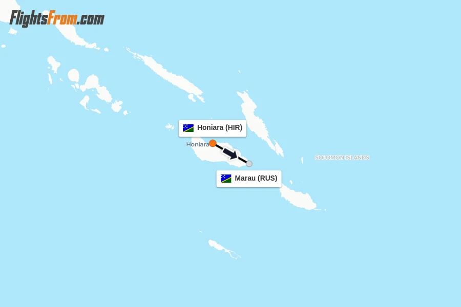 Flights from Honiara to Marau route map