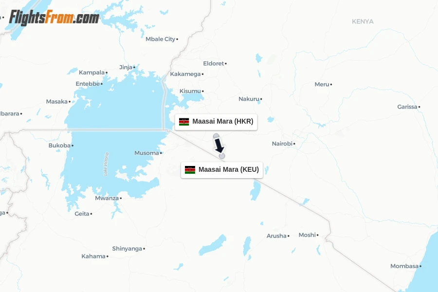 Flights from Maasai Mara to Maasai Mara route map