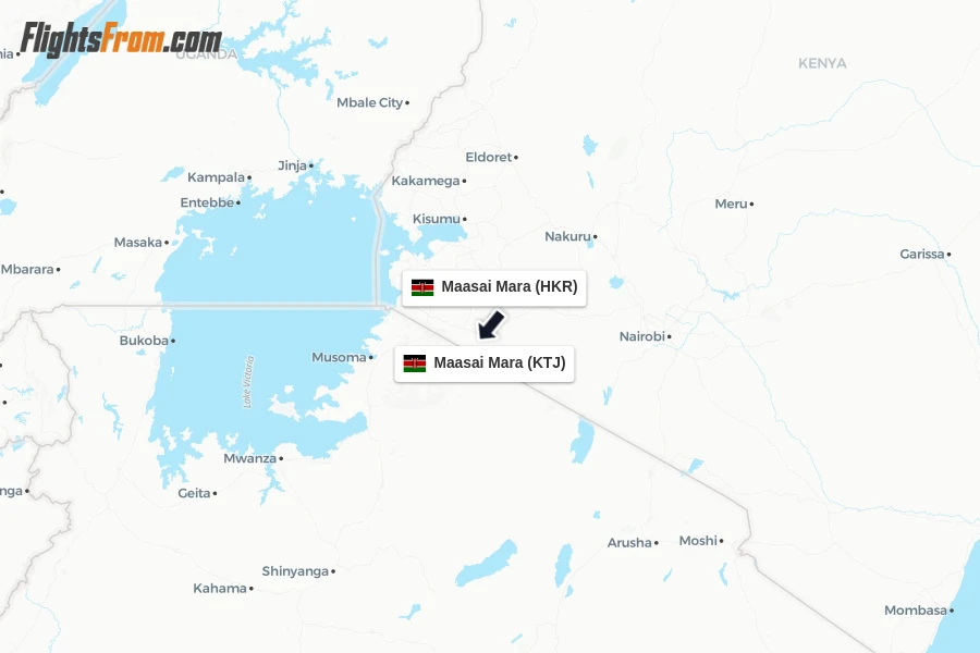 Flights from Maasai Mara to Maasai Mara route map