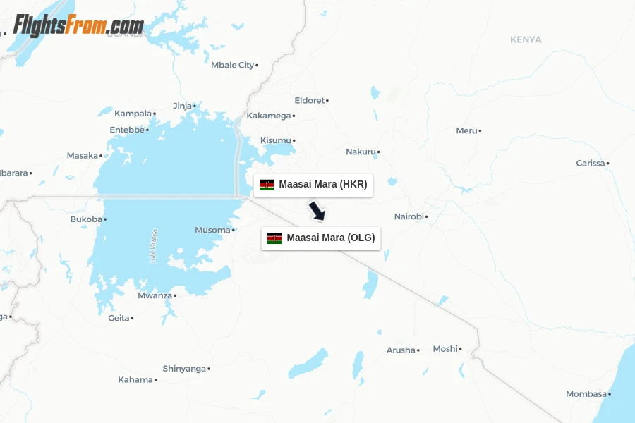 Flights from Maasai Mara to Maasai Mara route map