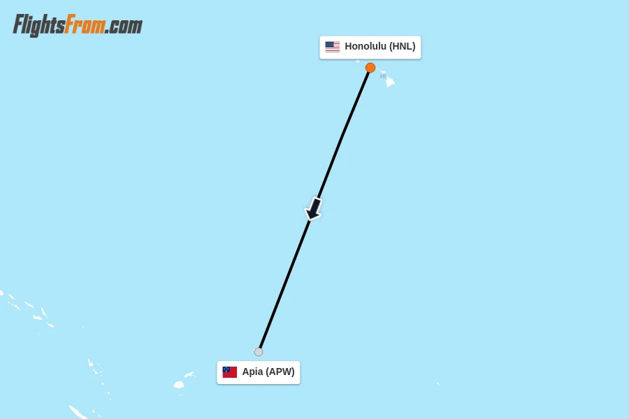 Flights from Honolulu to Apia route map