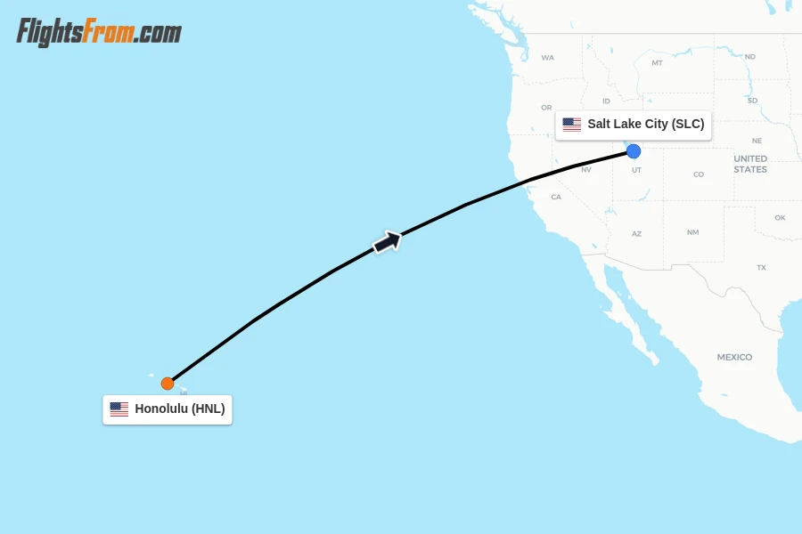 Flights from Honolulu to Salt Lake City route map