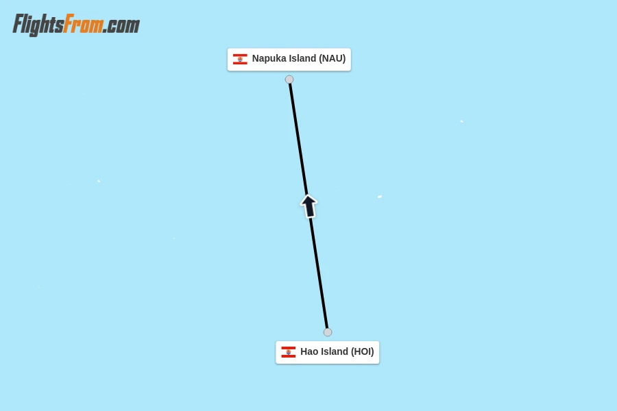 Flights from Hao Island to Napuka Island route map