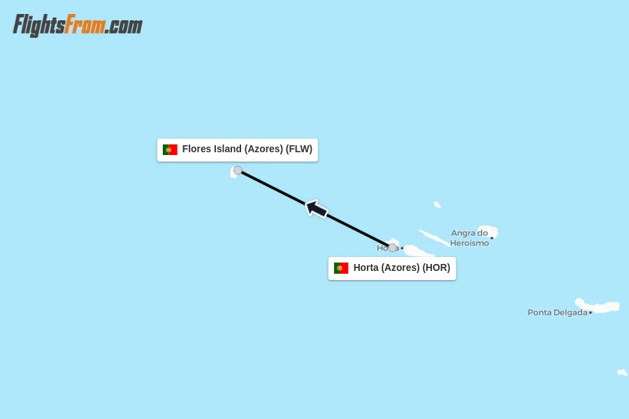Flights from Horta (Azores) to Flores Island (Azores) route map