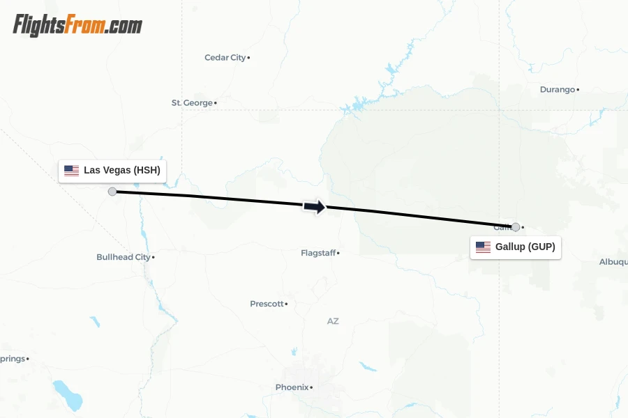 Flights from Las Vegas to Gallup route map