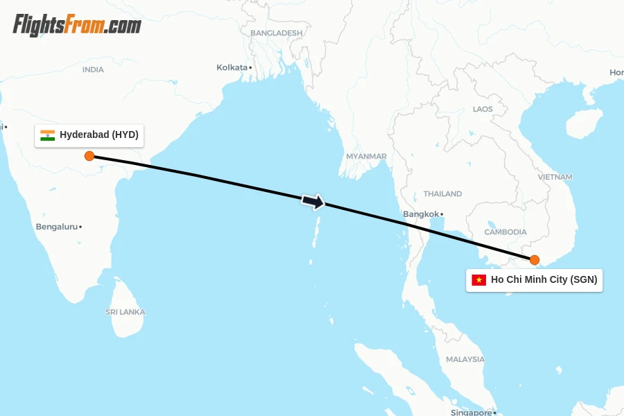 Direct (non-stop) flights from Hyderabad to Ho Chi Minh City ...