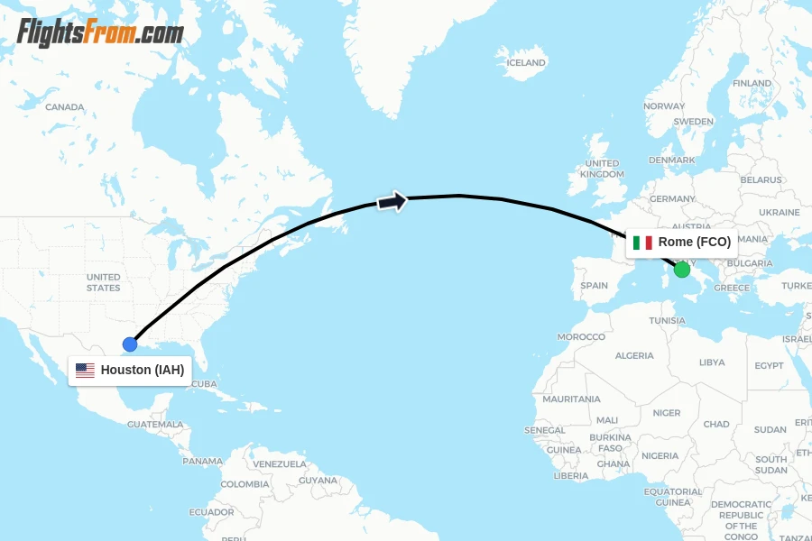 Direct (non-stop) flights from Houston to Rome - schedules ...