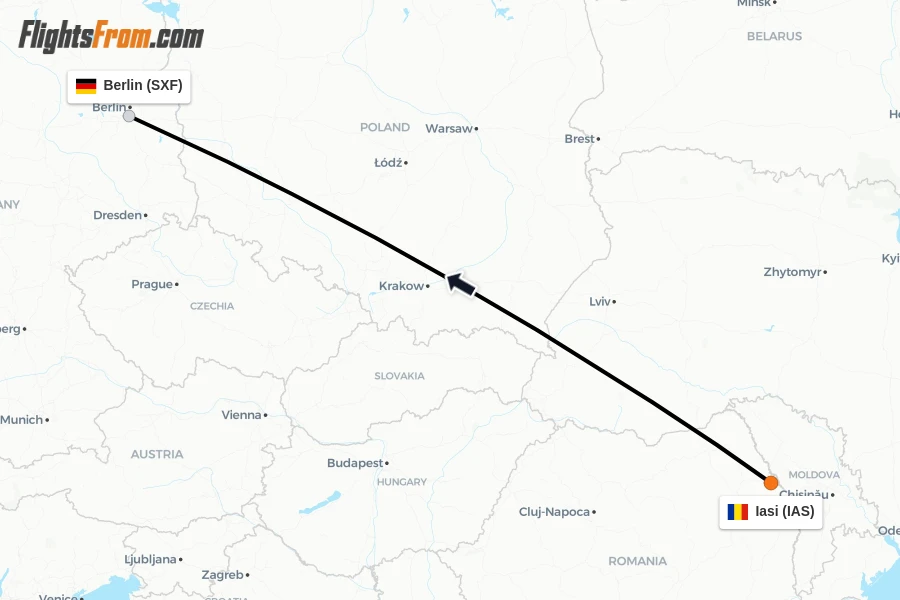 Flights from Iasi to Berlin route map
