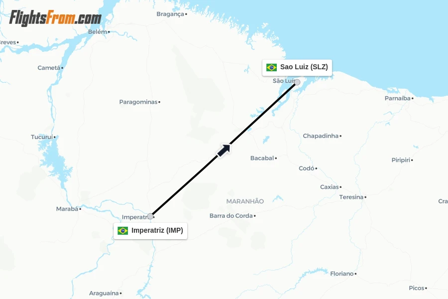 Flights from Imperatriz to Sao Luiz route map