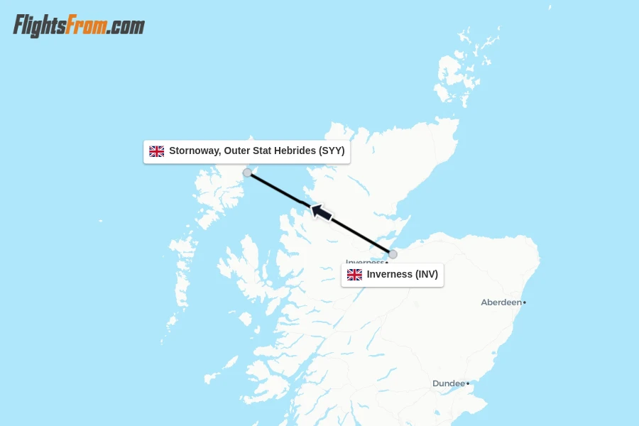 Flights from Inverness to Stornoway, Outer Stat Hebrides route map