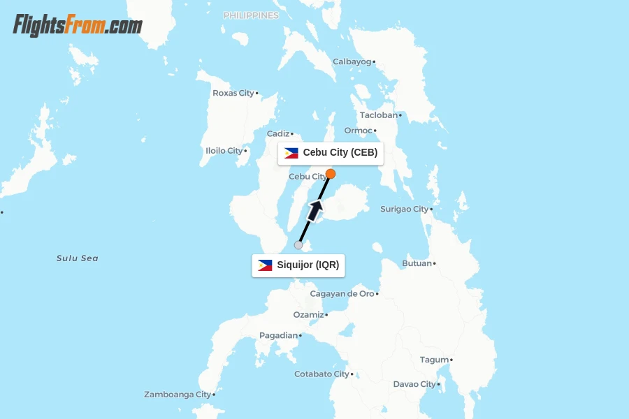 Flights from Siquijor to Cebu City route map