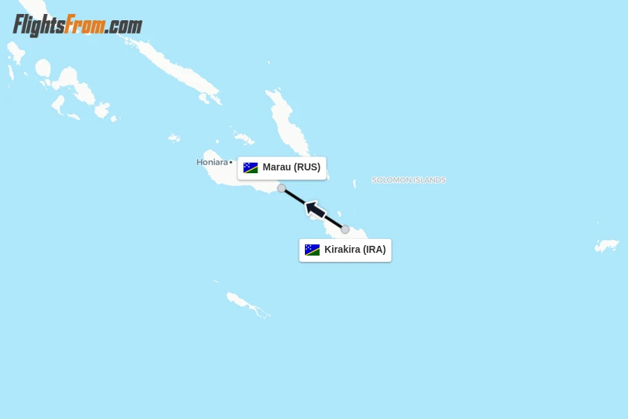 Flights from Kirakira to Marau route map