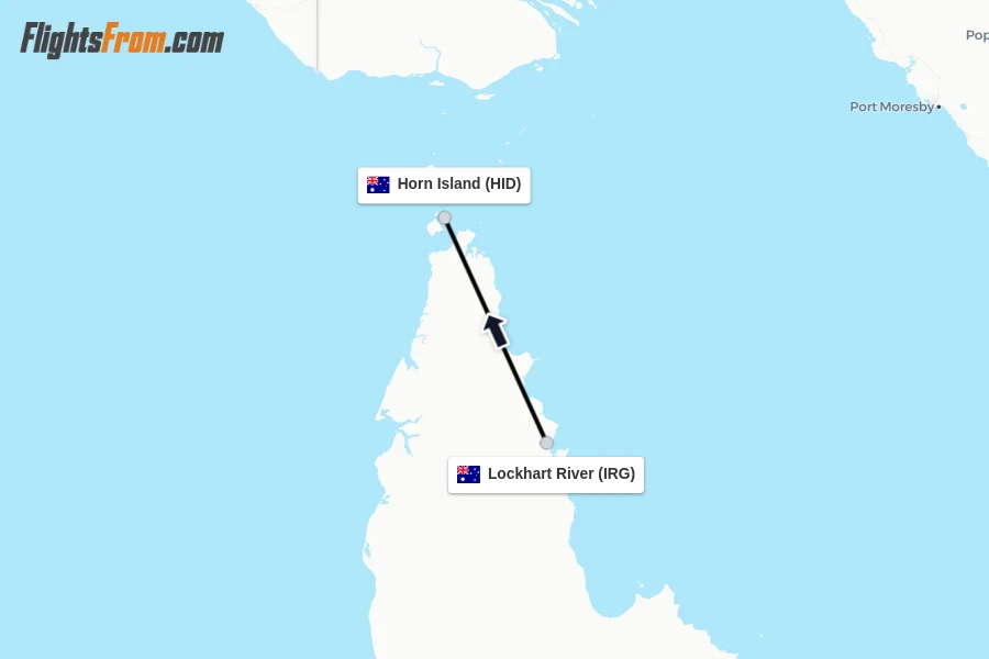 Flights from Lockhart River to Horn Island route map