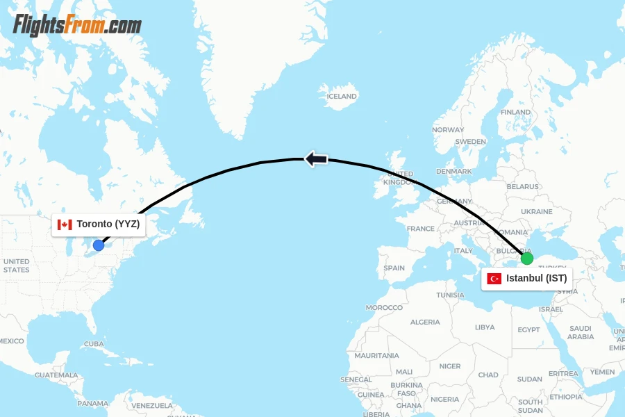 Direct (non-stop) flights from Istanbul to Toronto - schedules ...