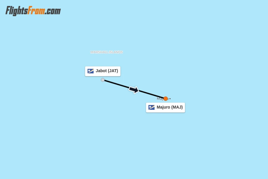 Flights from Jabot to Majuro route map