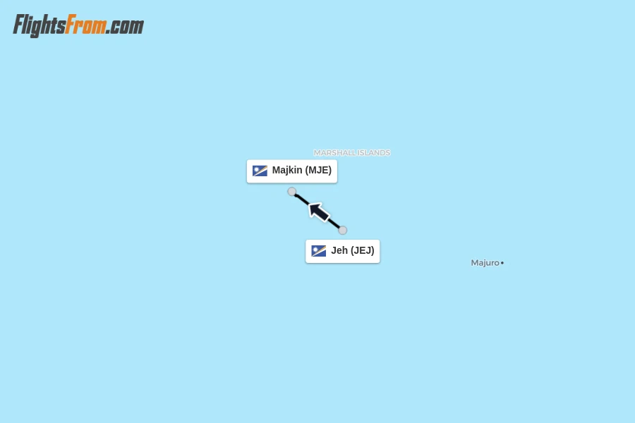Flights from Jeh to Majkin route map