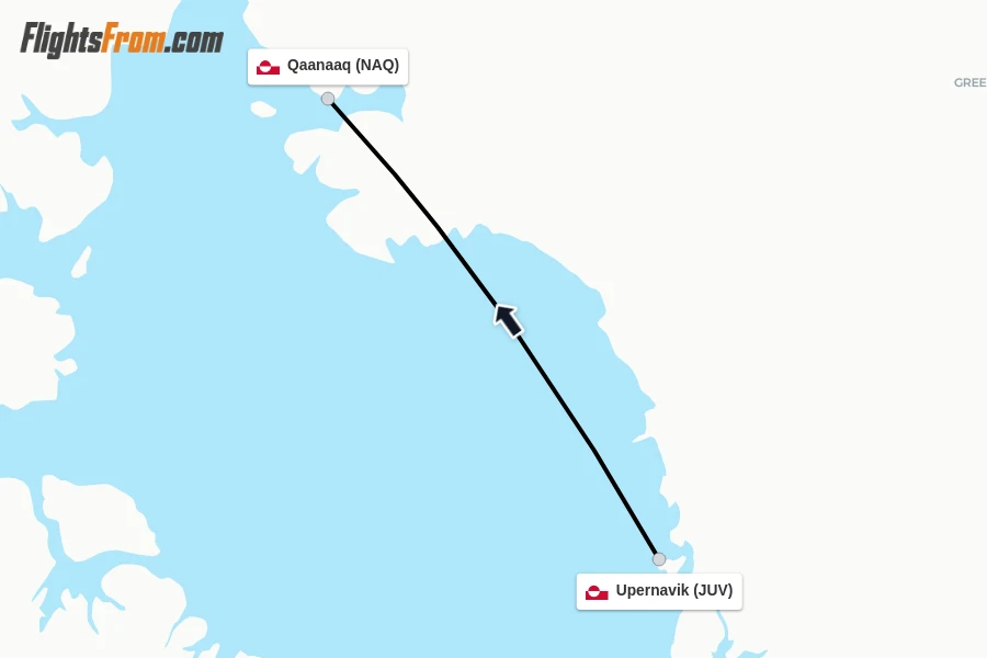 Flights from Upernavik to Qaanaaq route map
