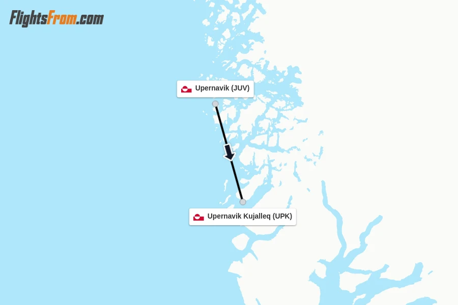 Flights from Upernavik to Upernavik Kujalleq route map