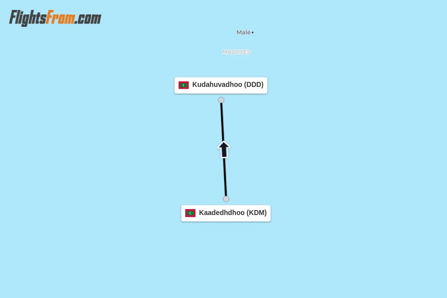 Flights from Kaadedhdhoo to Kudahuvadhoo route map