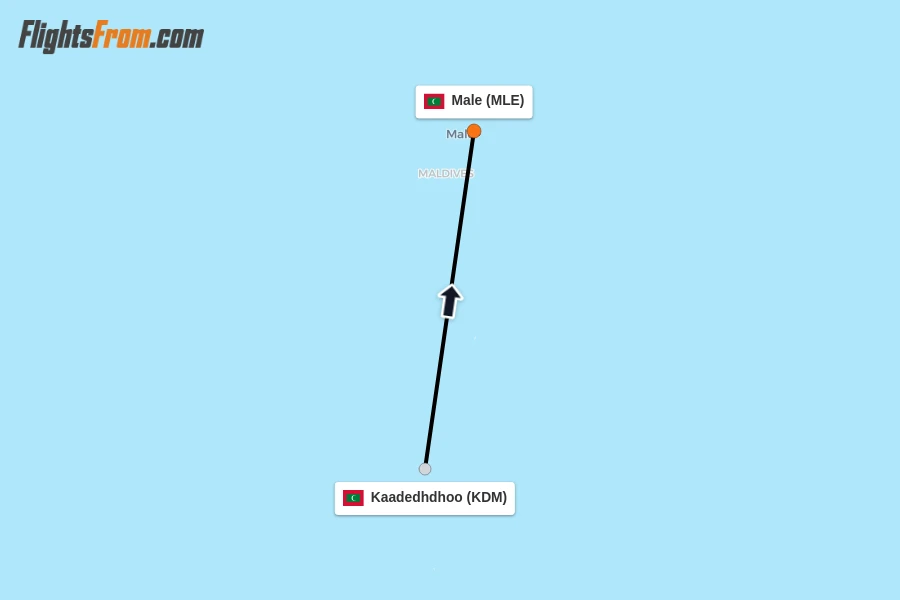 Flights from Kaadedhdhoo to Male route map