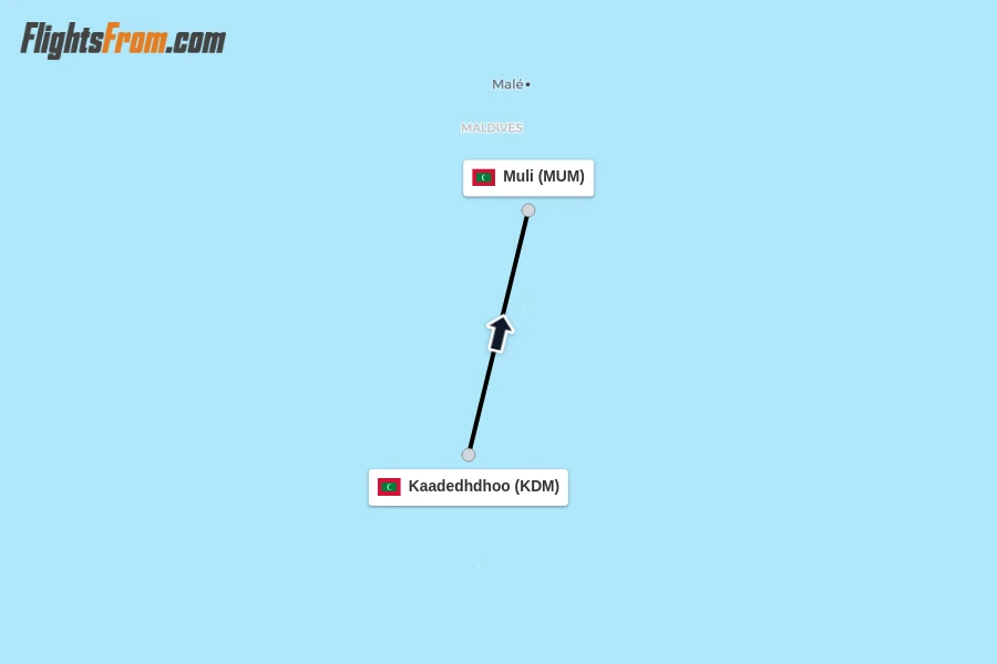 Flights from Kaadedhdhoo to Muli route map