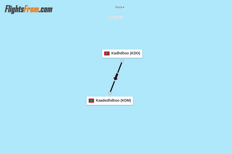 Flights from Kadhdhoo to Kaadedhdhoo route map
