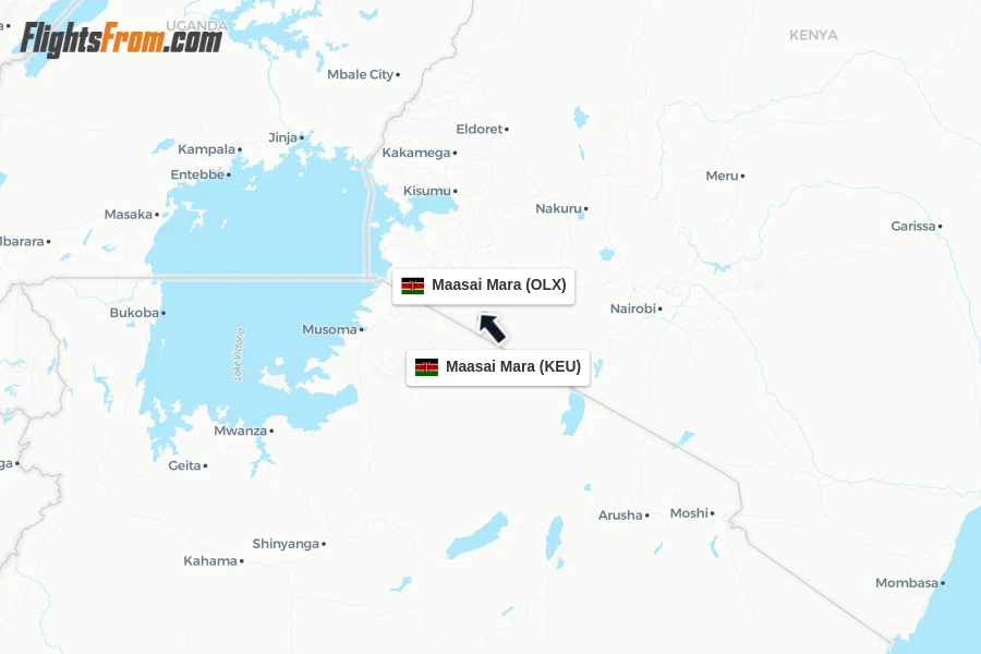 Flights from Maasai Mara to Maasai Mara route map