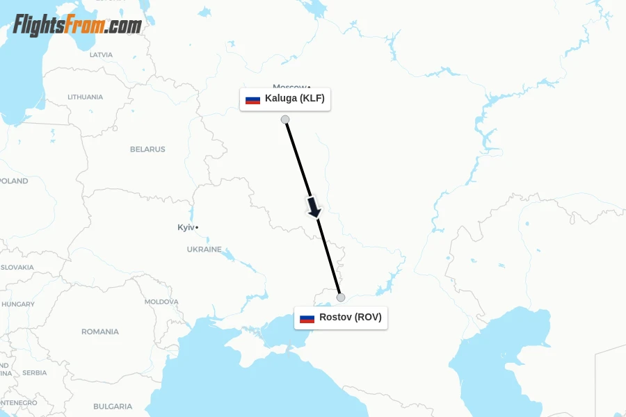 Flights from Kaluga to Rostov route map