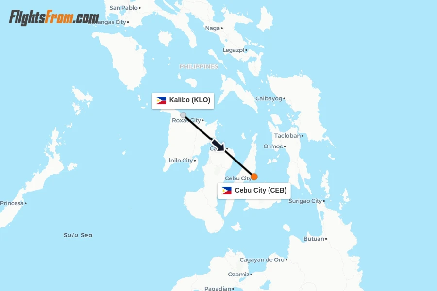 Flights from Kalibo to Cebu City route map