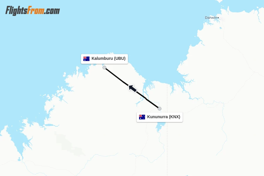 Flights from Kununurra to Kalumburu route map