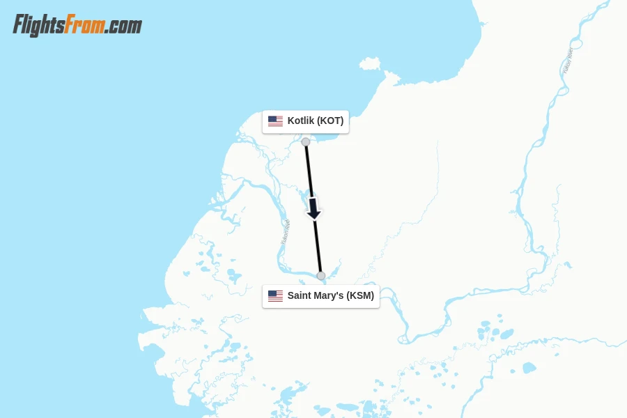 Flights from Kotlik to Saint Mary's route map