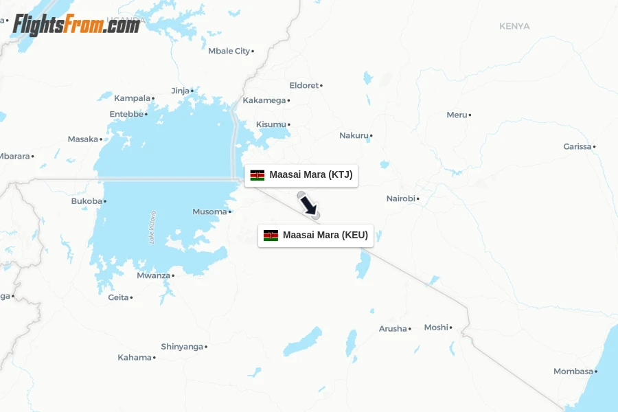Flights from Maasai Mara to Maasai Mara route map
