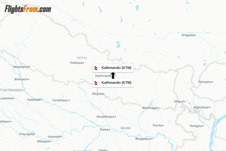 Flights from Kathmandu to Kathmandu route map