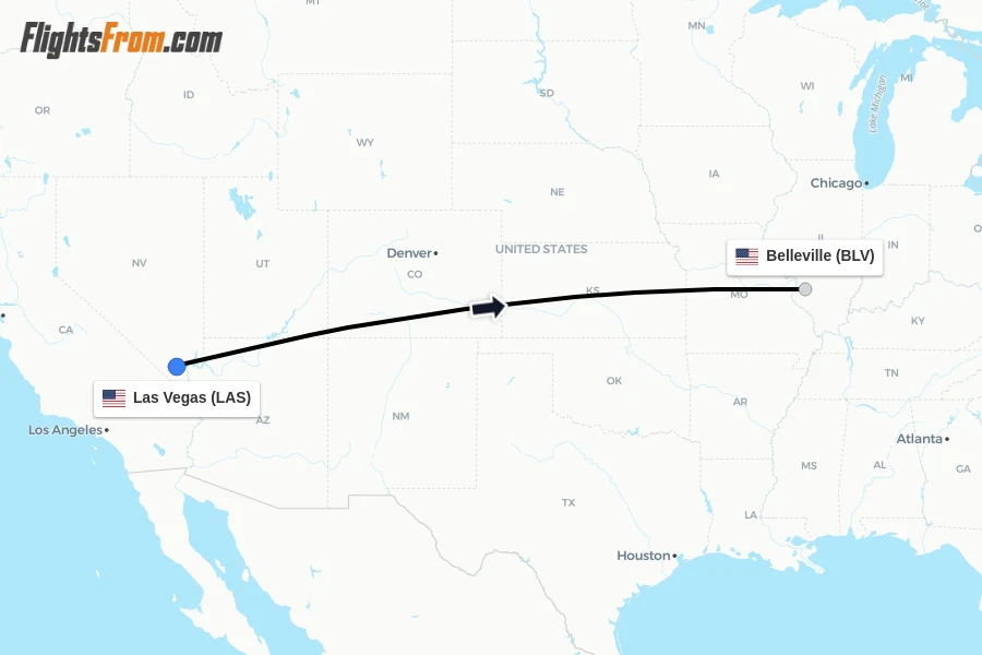 Flights from Las Vegas to Belleville route map