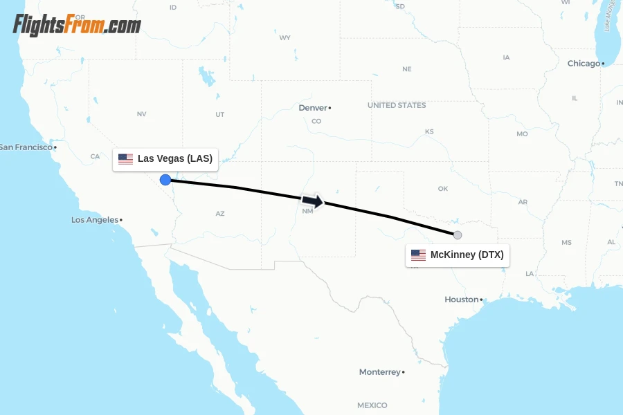 Flights from Las Vegas to McKinney route map