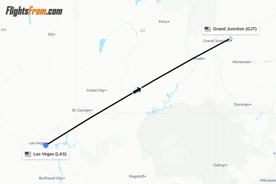 Flights from Las Vegas to Grand Junction route map
