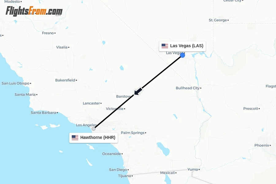 Flights from Las Vegas to Hawthorne route map