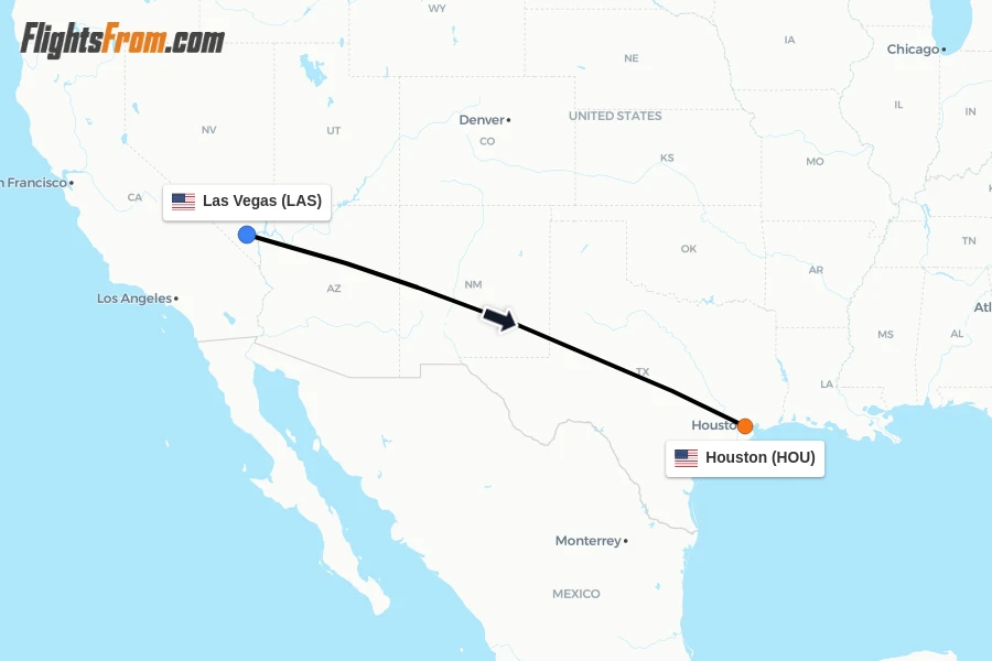 Flights from Las Vegas to Houston route map