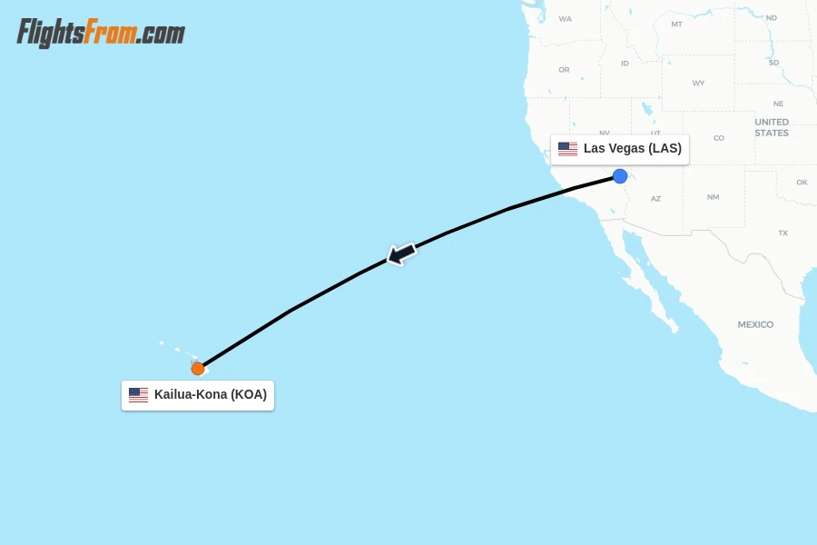 Flights from Las Vegas to Kailua-Kona route map