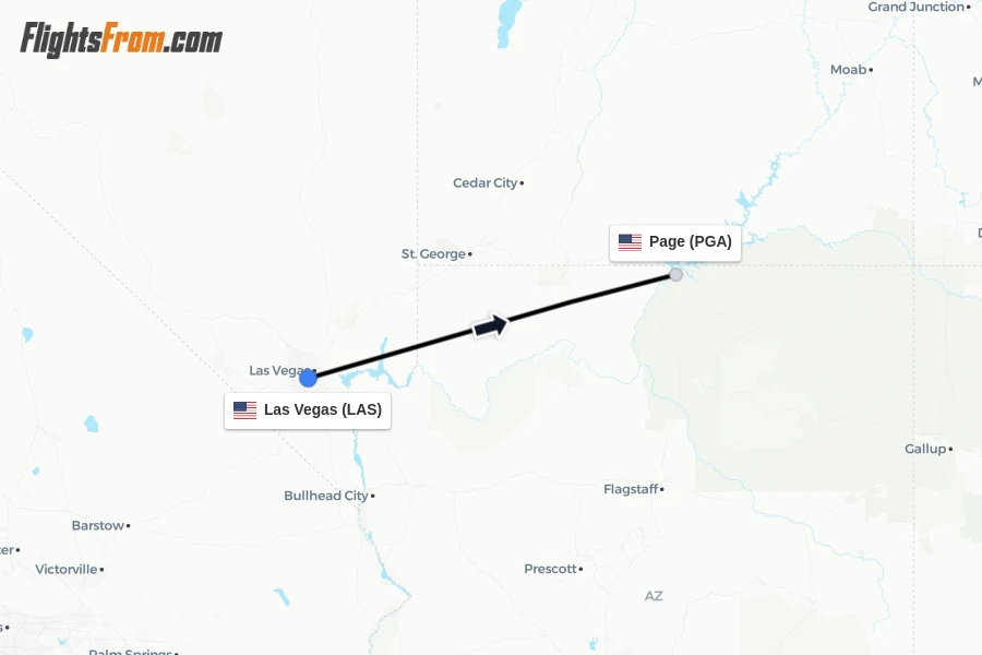 Flights from Las Vegas to Page route map
