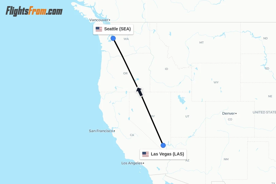 Flights from Las Vegas to Seattle route map