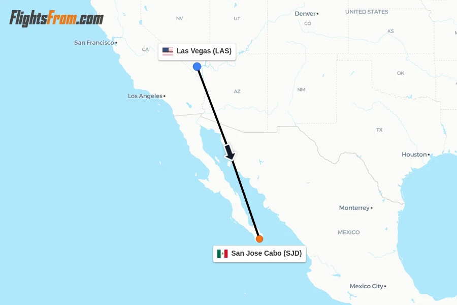 Flights from Las Vegas to San Jose Cabo route map