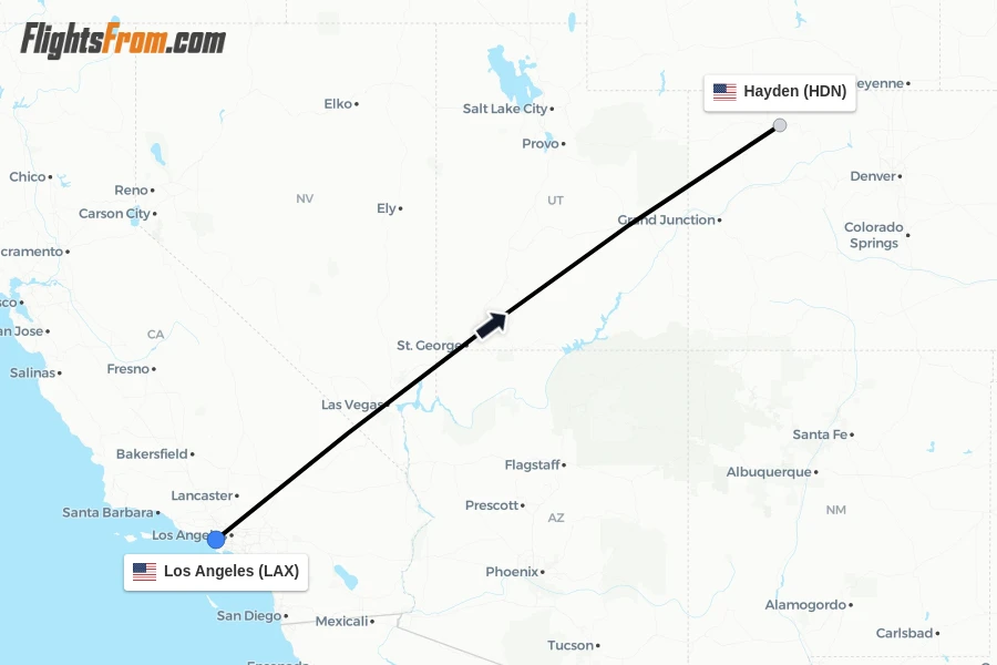Flights from Los Angeles to Hayden route map