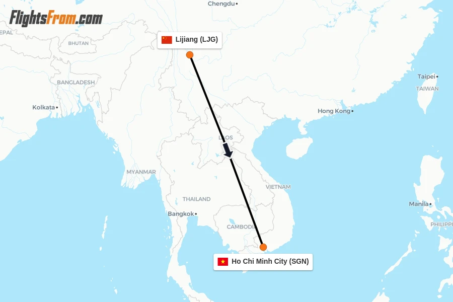 Direct (non-stop) flights from Lijiang to Ho Chi Minh City - schedules ...