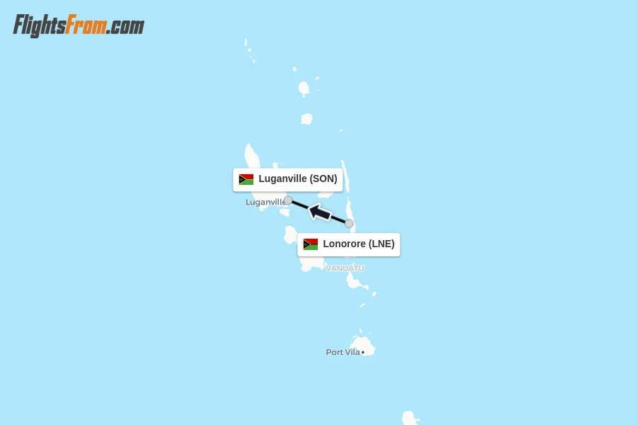 Flights from Lonorore to Luganville route map
