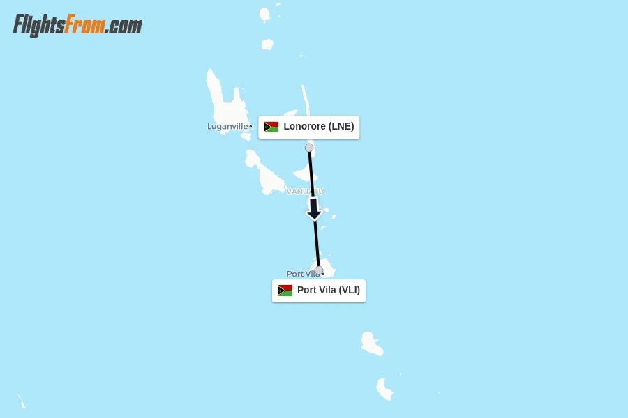 Flights from Lonorore to Port Vila route map