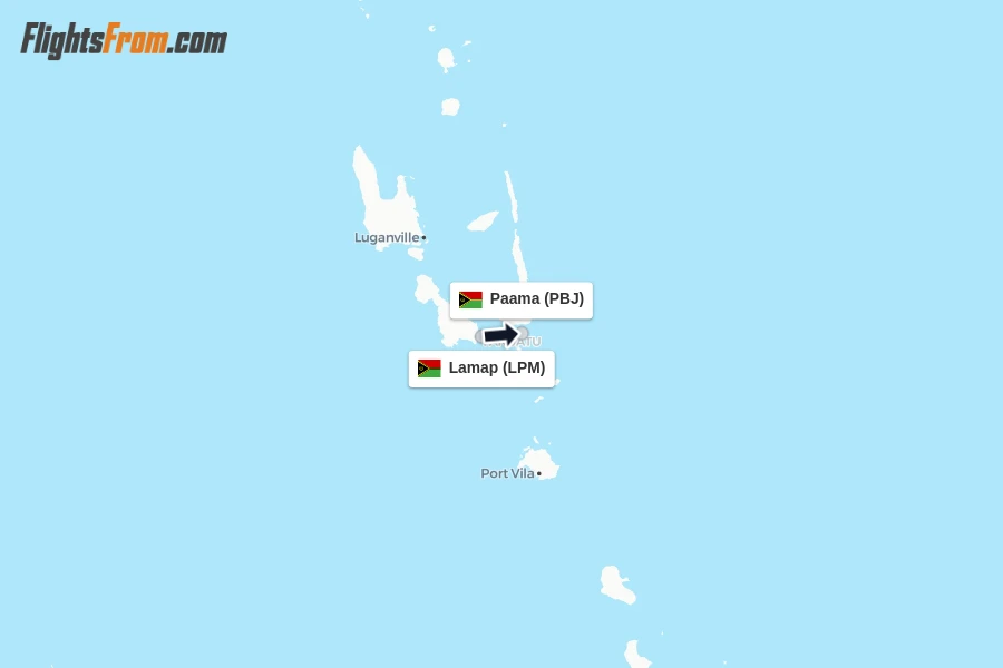 Flights from Lamap to Paama route map