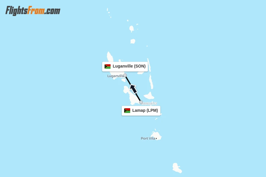 Flights from Lamap to Luganville route map