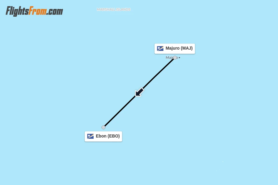 Flights from Majuro to Ebon route map