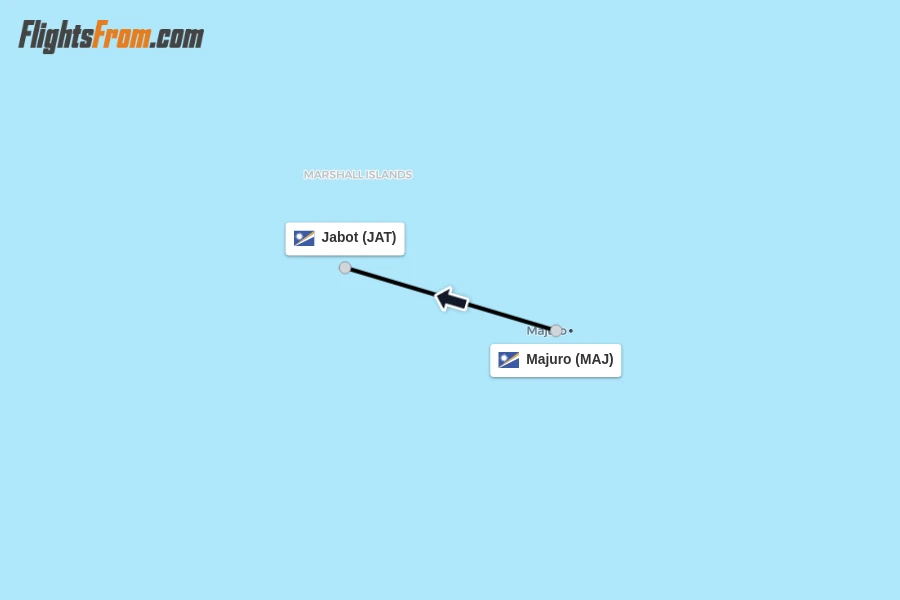 Flights from Majuro to Jabot route map